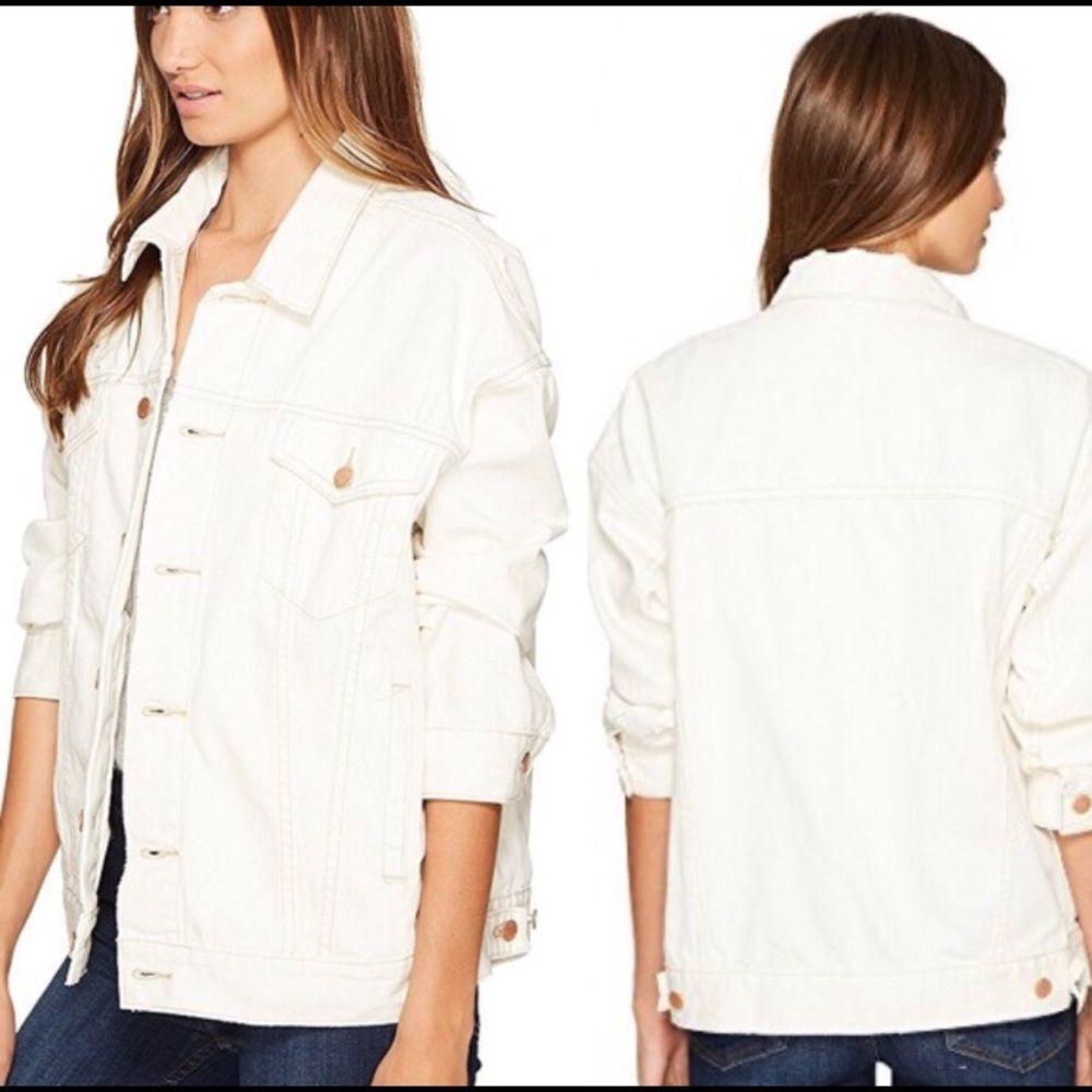 Free People Distressed Oversized Denim Jacket XS/S